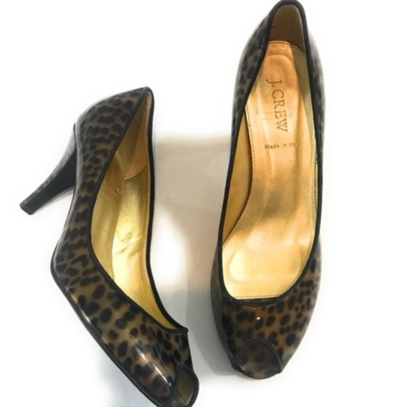 J. Crew Shoes - J. Crew Italian Animal Print Peep Toe Heel, 8